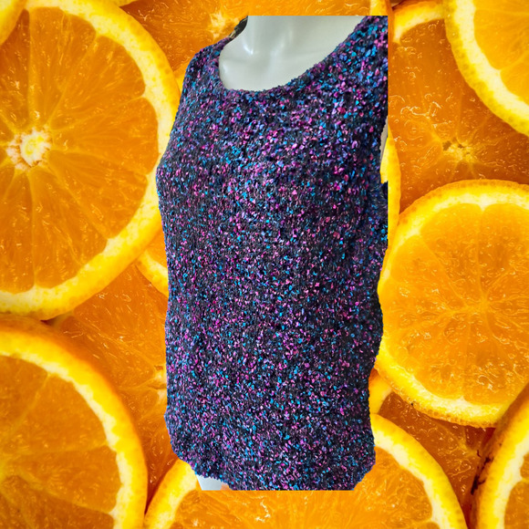 Silk Assets Purple Black Blue Silk Blend Sleeveless Top Size Large - Picture 2 of 6